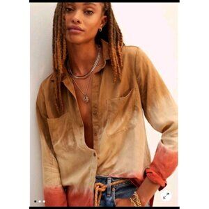 Anthropologie Cloth & Stone ombre shirt earthy natural